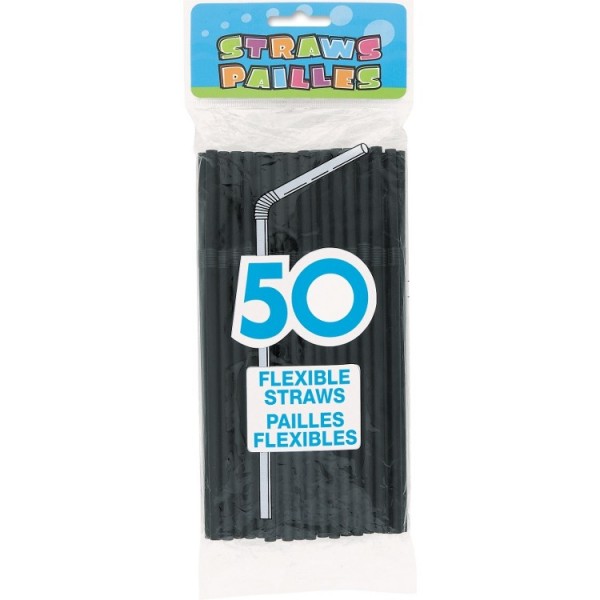 50 Flexi straws Vera black 20cm
