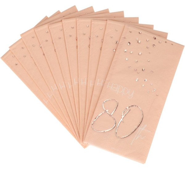 80th birthday 10 napkins Elegant blush rose gold