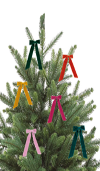 6 fiocchi in velluto con clip - Natale colorato
