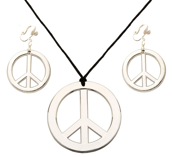 Set collana e orecchini con simbolo della pace