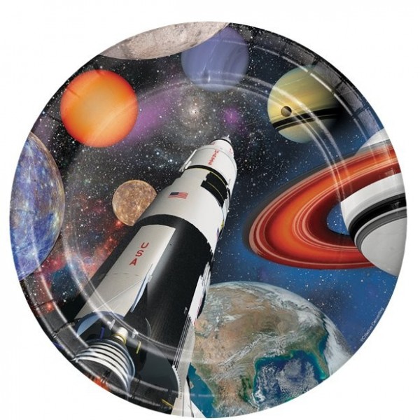 8 space space party paper plates 23cm