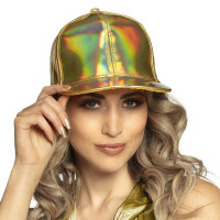 Holograficzna czapka z daszkiem w kolorze złotym