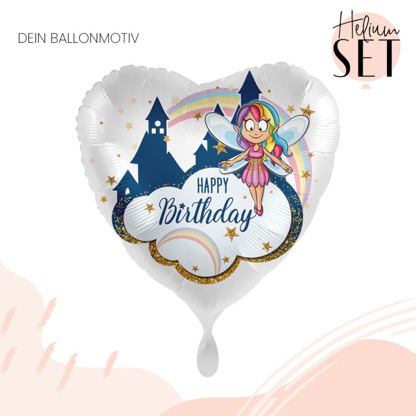 Fee Geburtstag Ballonbouquet-Set mit Heliumbehälter