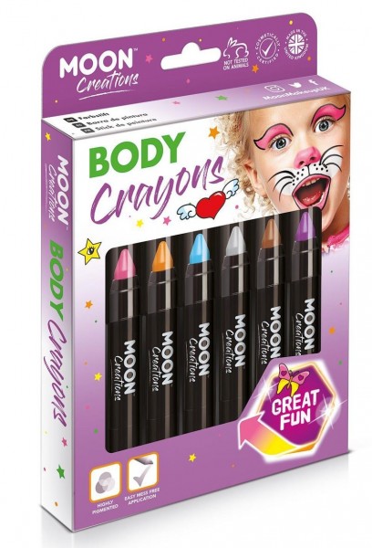 6 Karneval Body Crayons Set