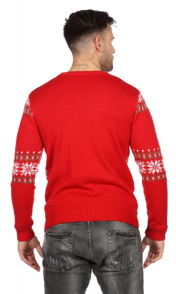 Świąteczny sweter reniferowy czerwony dla mężczyzn 3