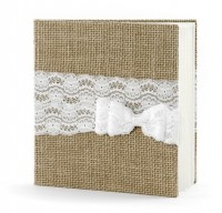 Preview: Burlap guest book with lace 20.5cm