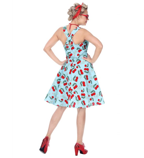 50er Jahre Kleid Cherries blau 2