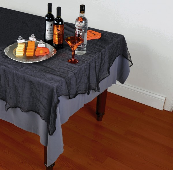 Schwarze Halloween Tischdecke in Leinenoptik
