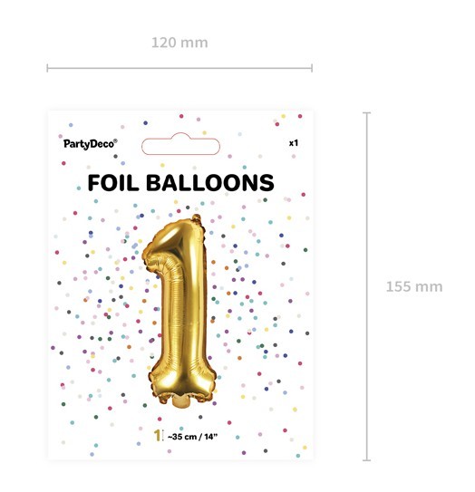 Zahl 1 Folienballon gold 35cm 3