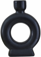 2 candelabros de cerámica negra 14,7cm