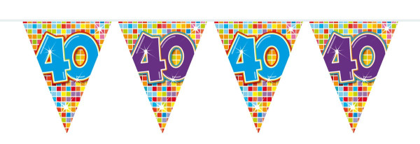 Groovy 40th Birthday pennant chain 3m