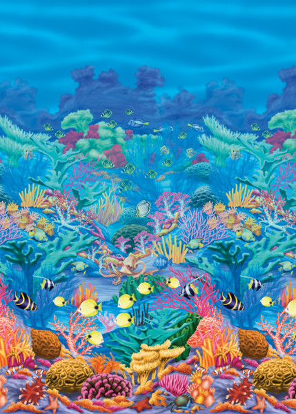 Toile de fond mur récif corallien 1,2 x 12,2 m
