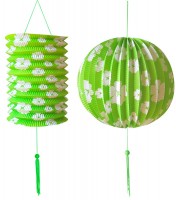 2-piece flower lantern set green-white