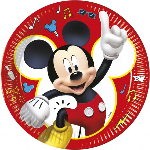 8 platos de papel Happy Mickey Mouse 23cm