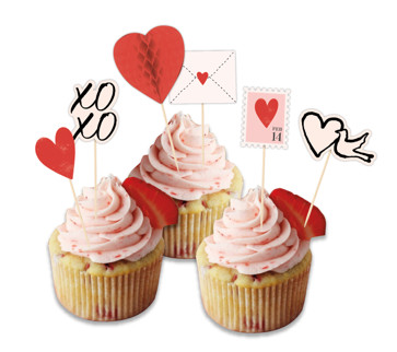12 cupcake-toppers met liefdesboodschap