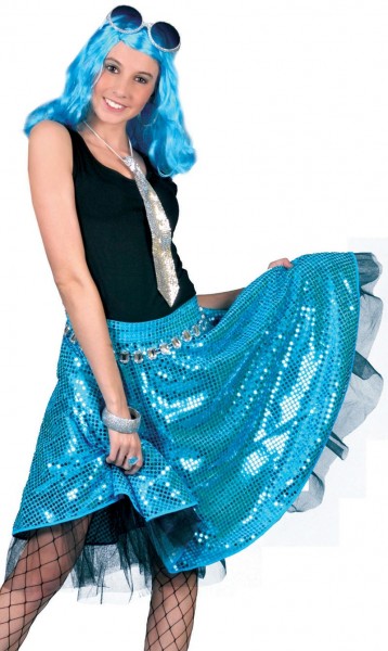 Turquoise sequin disco skirt