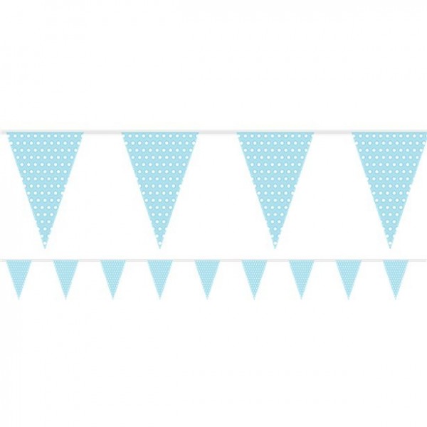 Guirlande drapeau bleu ciel à pois 2.7m