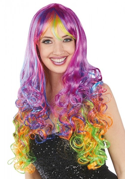 Curly rainbow wig for women