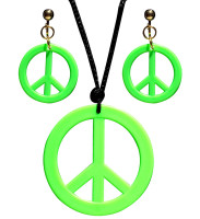 Hippie peace jewelry set in green
