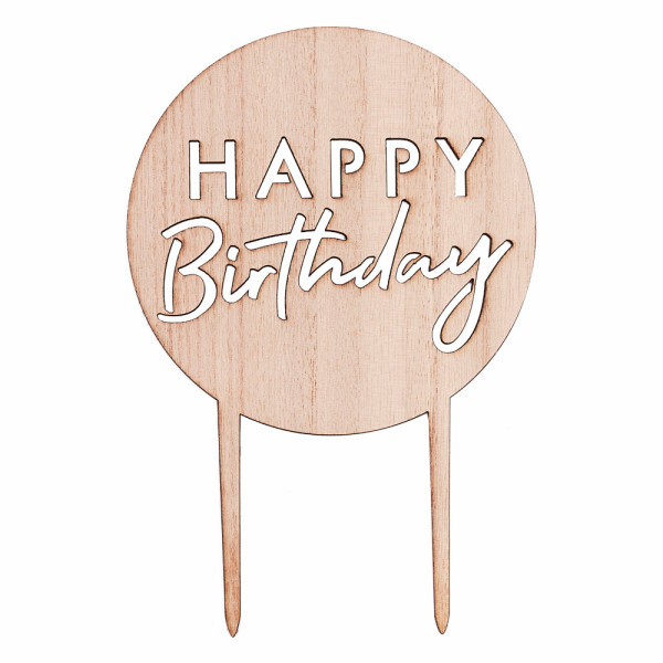 Houten Happy Birthday Cake-topper