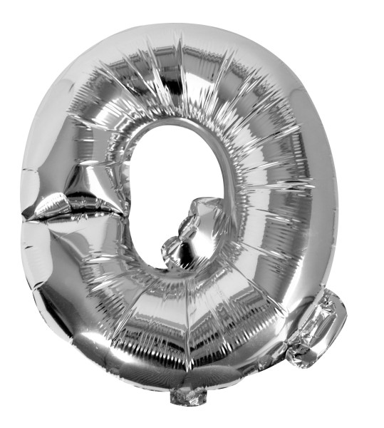 Silberner Q Buchstaben Folienballon 35cm