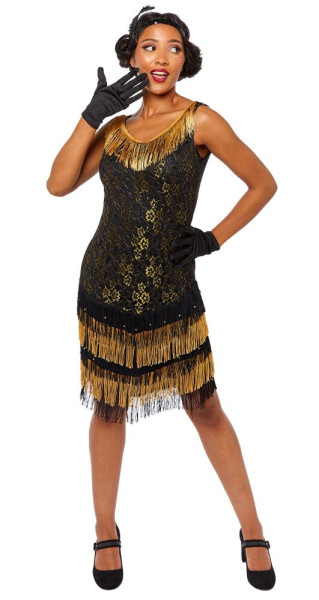 Charleston Flapper Dress Black & Gold