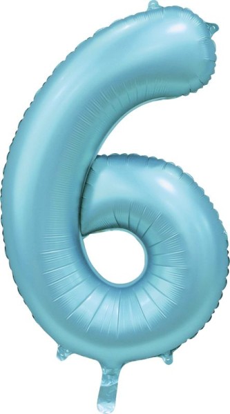 Folienballon Zahl 6 Pastell Blau Satin Matt XXL 86 cm