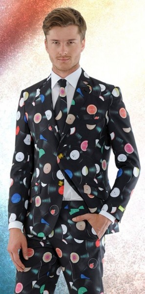 Costume de fête disques vinyle pour homme