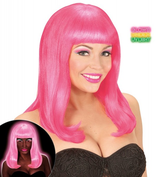 Neon pink party wig Peyton