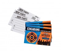 Vorschau: 6 Nerf Battle Zone Einladungskarten mit Umschlag