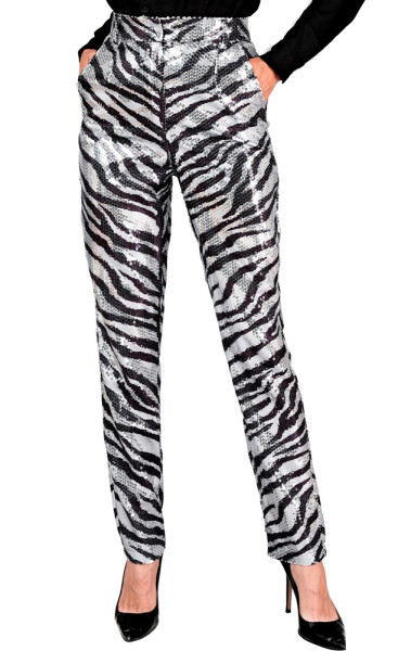 Zebra Party Pailletten Damenhose