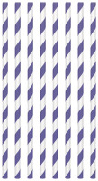 24 blue and white striped straws 19cm