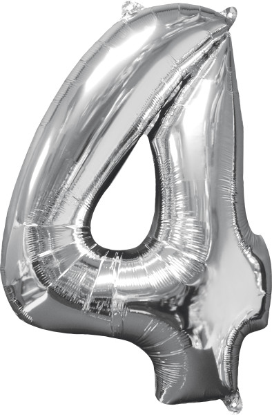 Folieballong nummer 4 silver 66cm