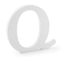 Lettera Q in legno bianca 22,5 cm x 20,5 cm