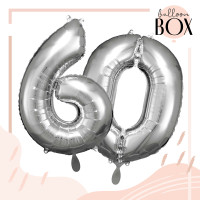 Vorschau: 10 Heliumballons in der Box Silber 60