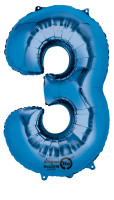 Zahlenballon 3 Blau 88cm