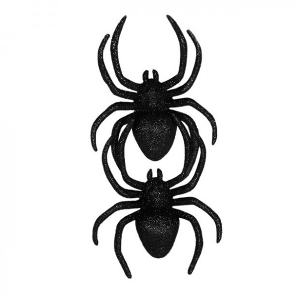 2 schwarze Deko Spinnen 12,5cm