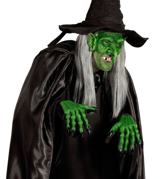 Guanti horror di Halloween veleno da strega verde 3