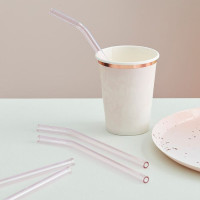 4 pink glass straws with brush