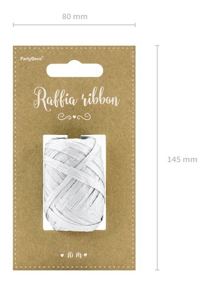 10m Raffia gift ribbon white 2