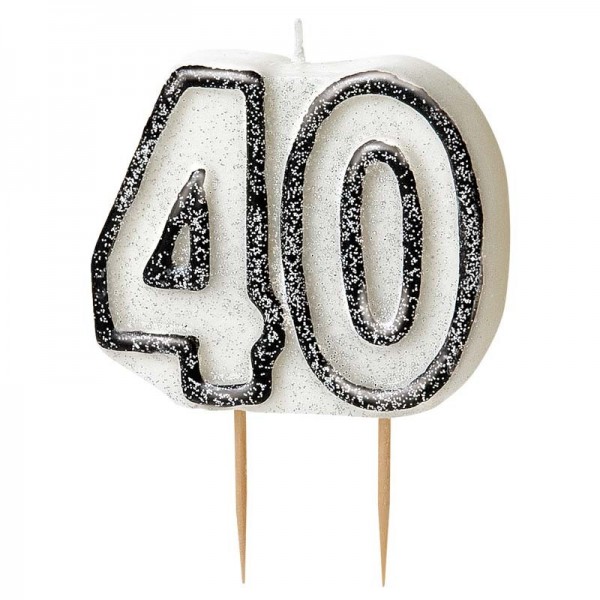 Happy Silver Sparkling 40-års fødselsdagslys 2