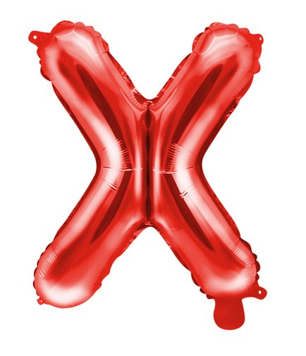 Czerwony balon z literą X 35 cm
