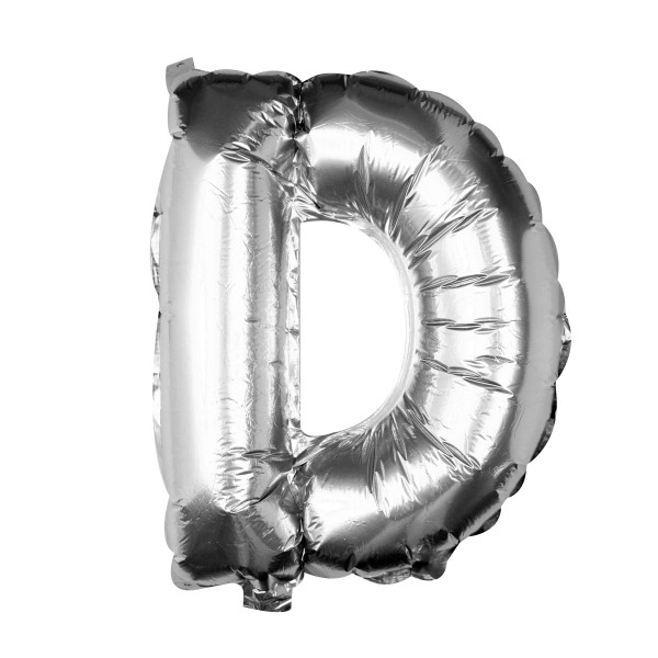 Silberner D Buchstaben Folienballon 40cm