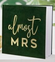 Almost Mrs guest book with green velvet cover 21 x 21cm