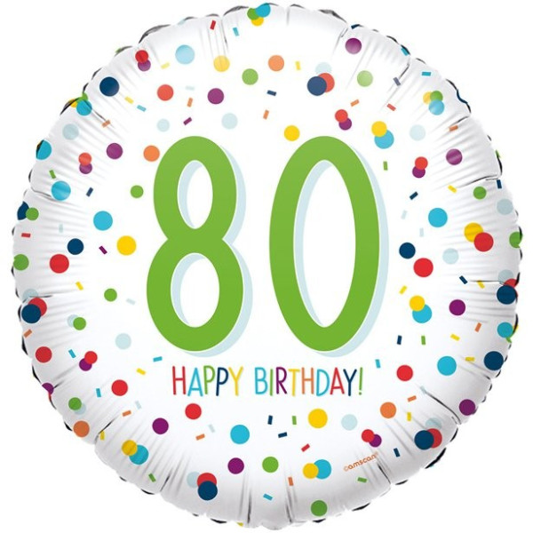 Ballon en aluminium de confettis 80e anniversaire 46cm