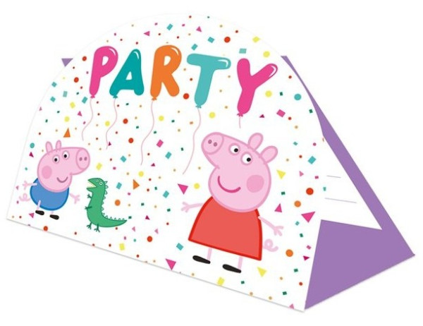 8 cartes d'invitation anniversaire Peppa Pig Rainbow
