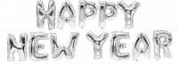 Widok: Balon foliowy zestaw Happy New Year srebrny 35cm