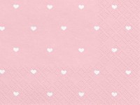 Anteprima: 20 tovaglioli rosa con cuori bianchi 33cm
