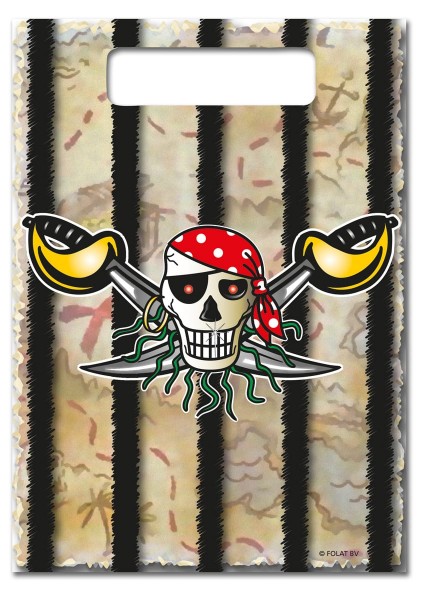 8 bolsas de regalo pirata Sebastian Sables 25 x 17cm
