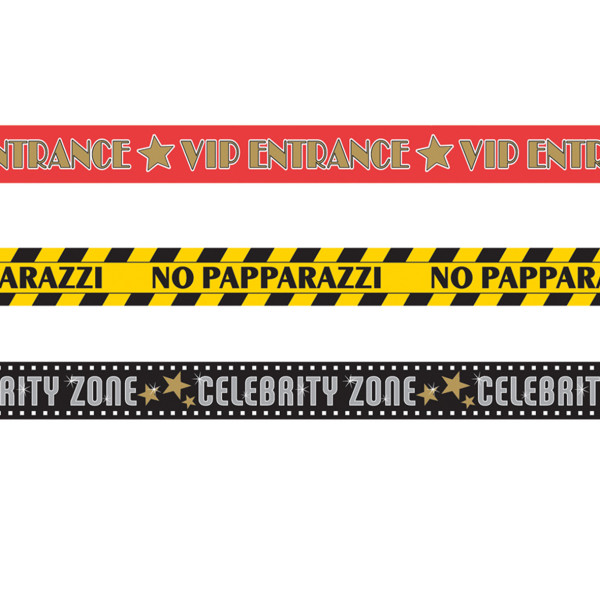 Hollywood Party Absperrband 9m Celebrity Zone 3-Teilig